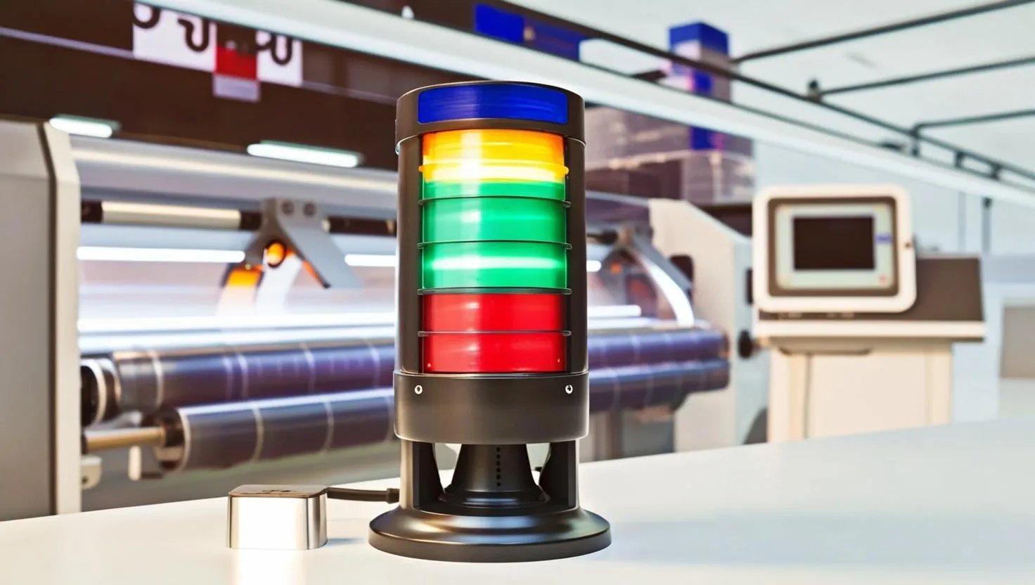 Andon lampe die den status einer Maschine in einer Produktion anzeigt – Digitale Shopfloor-Unterstützung